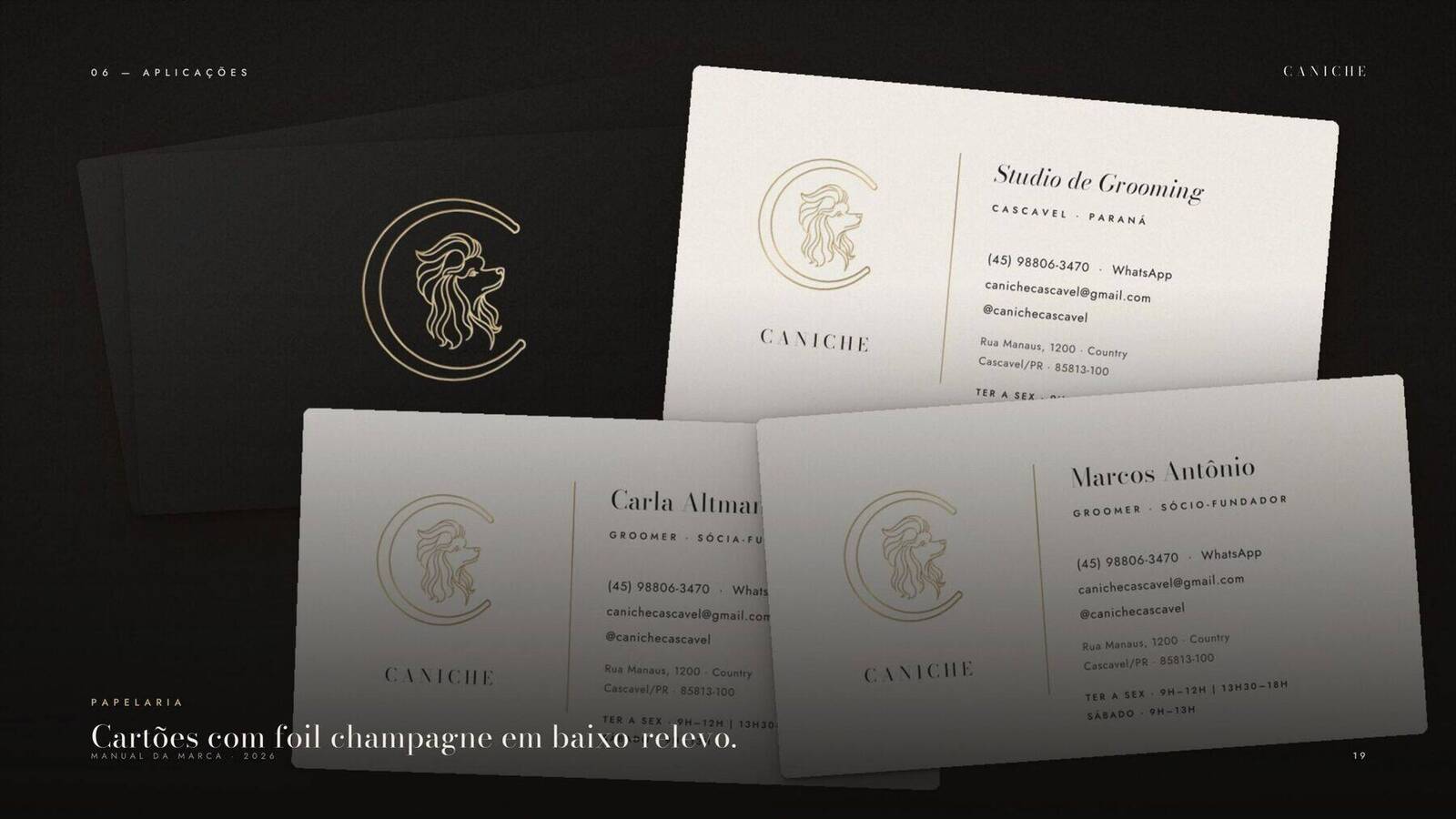 Cartões de visita com foil champagne